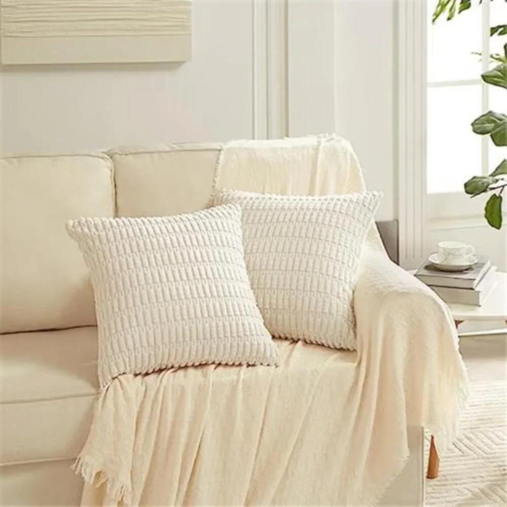 4 Packs Neutral Decorative Throw Pillow Covers 18x18 Inch Living NO INSERT